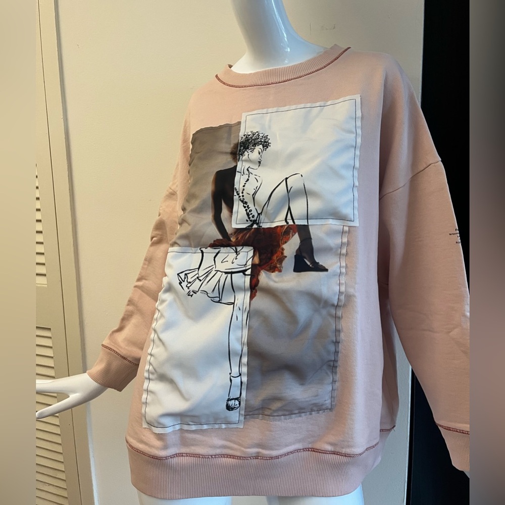 Women's Pale Pink Desigual Graphic Patch Sweat Top